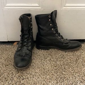 SOLD Vintage black Justin roper boots with kiltie